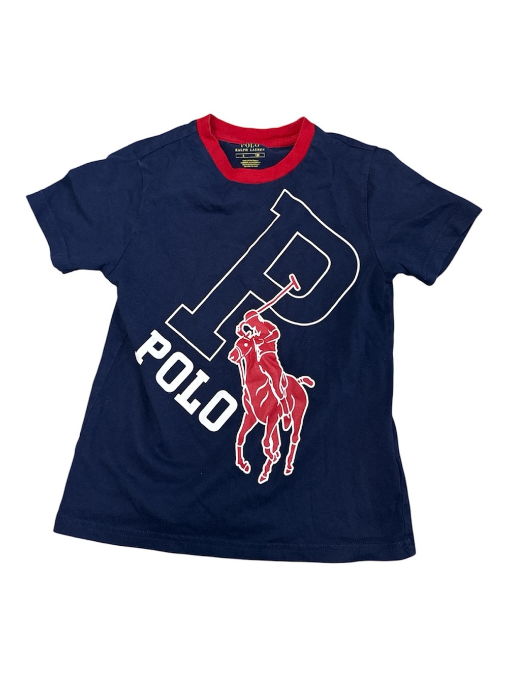 Polo Ralph Lauren Kids Navy Big Pony Logo T-shirt Size 6 Blue Red